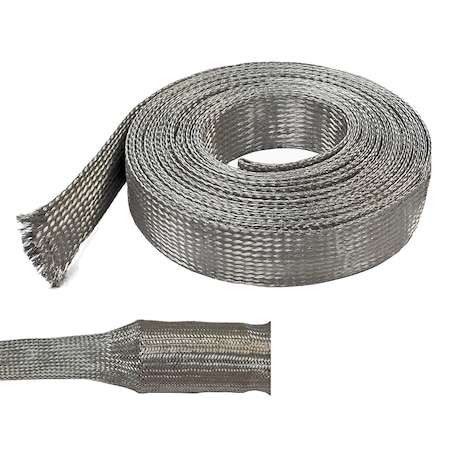 Electriduct Braided Cable Sleeve, 1 in Inside Dia., 0.64 in Max Bundle Dia., 25 ft, Copper BS-MET-100-25